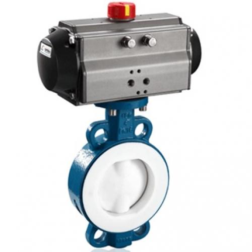 PTFE Lined Pneumatic Butterfly Valve PTFE Lined Pneumatic Butterfly Valve